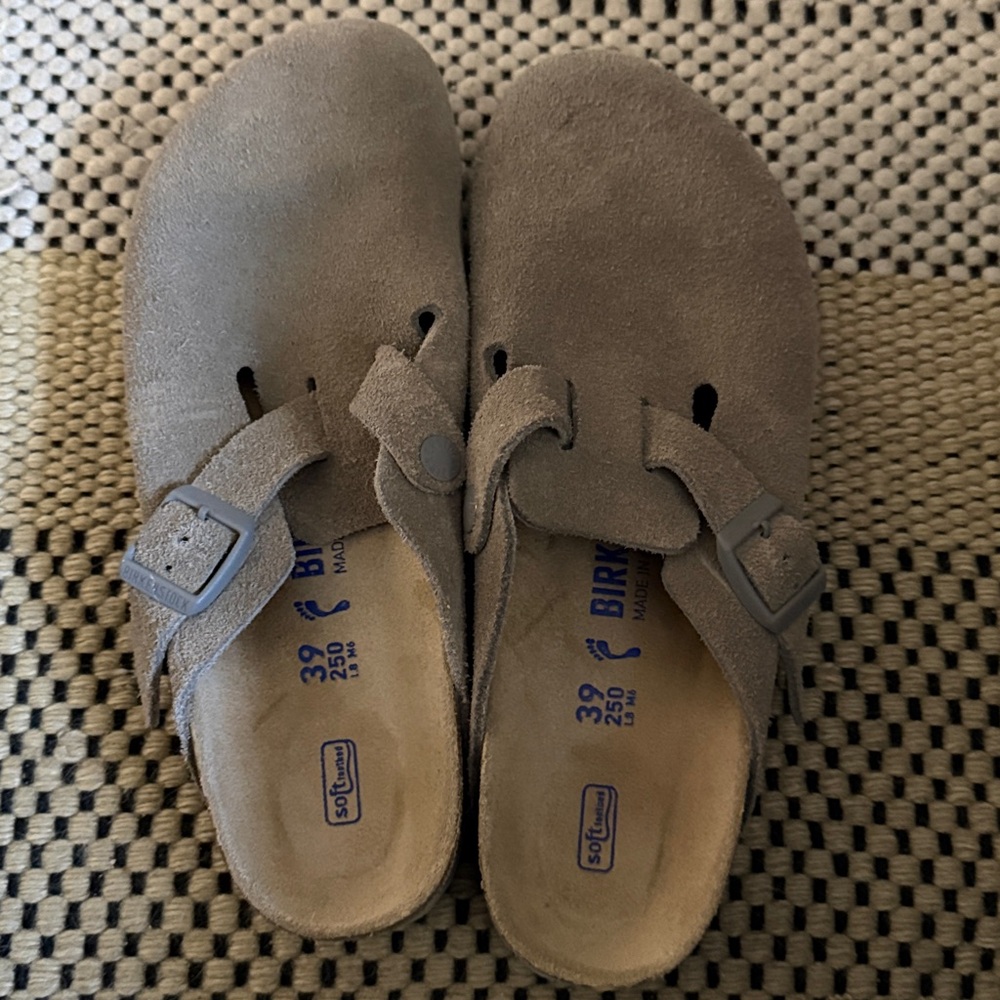 Birkenstock Boston Taupe Suede Slip-On Shoes